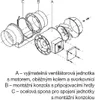 An exploded diagram of a ventilation unit with labels. Náhled obrázku produktu
