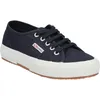 A single navy blue Superga sneaker with white laces and a white sole is shown against a white background. Produktbild-Vorschau