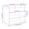 A diagram of a shoe bench with dimensions indicated. Voir les images du produit