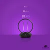 A black terrestrial TV antenna is shown against a purple background with distance markers. Anteprima dell’immagine prodotto