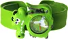 A close-up studio shot of a child's green alligator-themed watch with a slap bracelet. Voir les images du produit
