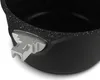Close-up of a black pot with a speckled interior and a silver handle attachment. Produktbild-Vorschau