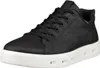 A black leather sneaker with a white sole against a white background. Produktbild-Vorschau