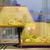 A grow light illuminating several potted plants on a table and in a terrarium. Produktbild-Vorschau