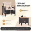 Diagram showing the dimensions and components of a patio furniture set. Voir les images du produit