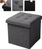 A collage showing details of a storage ottoman, including close-ups of the tufted lid and the fabric, as well as a folded view. Náhľad obrázku produktu