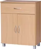 A light brown wooden sideboard with a drawer and two doors, standing on silver legs. Náhľad obrázku produktu
