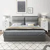 A bedroom scene with a bed, nightstands, and lamps. Podgląd zdjęcia produktu