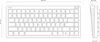 A technical drawing of a keyboard with dimensions indicated. Voir les images du produit