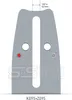 Diagram of a chainsaw bar with measurements and branding. Produktbild-Vorschau