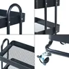 Collage of close-up shots of a black metal rolling cart. Náhled obrázku produktu