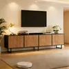 Meuble TV 180 x 40 x 50 cm, 4 portes, bois naturel, meuble Voir les images du produit 1