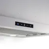 Close-up view of a modern stainless steel range hood with an illuminated control panel. Náhľad obrázku produktu