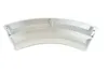 A white, curved plastic part on a white background. Produktbild-Vorschau
