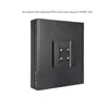 The back of a black computer case with a VESA mount attached. Produktbild-Vorschau