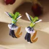 Damen-Ohrringe, fliegender Kolibri, Emaille-Legierung, Produktbild-Vorschau 3