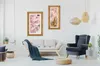 A living room scene with a sofa, armchair, and decorative items. Produktbild-Vorschau