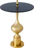 Plateau en verre 65 cm, design doré, table moderne pour Voir les images du produit 1