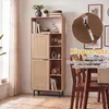COSTWAY Sideboard, Küchenschrank mit 2 Rattantüren & 5 Produktbild-Vorschau 7