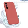 A red phone case is shown with water splashing around it, suggesting a water-repellent feature. Produktbild-Vorschau