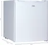 A white Primo mini-fridge is shown against a white background with dimensions indicated. Voir les images du produit