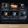 A collage of images showcasing the features of a robot vacuum cleaner base station. Produktbild-Vorschau