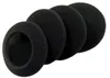 A set of black foam ear pads for headphones, arranged diagonally on a white background. Produktbild-Vorschau