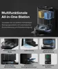 Collage of images showcasing the features of a multifunctional all-in-one robot vacuum station. Produktbild-Vorschau