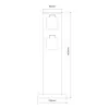 A technical drawing of a garden power post with two outlets, showing dimensions. Náhled obrázku produktu