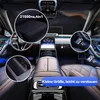 Interior view of a luxury car with product highlights indicated by circles and text. Produktbild-Vorschau