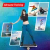 A collage of images showing people engaged in various balance-related activities, with a central image of a woman on a balance board. Produktbild-Vorschau
