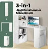 A marketing image showing a 3-in-1 multifunctional desk with shelves and a computer. Podgląd zdjęcia produktu