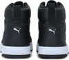 The back view of two black Puma Caven 2.0 Mid WTR sneakers with white soles. Podgląd zdjęcia produktu