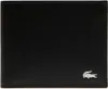 A black leather wallet with a silver Lacoste crocodile logo on the bottom right corner. Voir les images du produit
