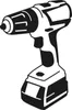 A black and white illustration of a cordless drill. Voir les images du produit