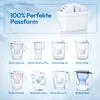 A collage of different Brita water filter pitchers and a water filter cartridge, with marketing text. Produktbild-Vorschau