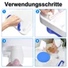 A collage of four images showing the steps for using a bathtub seat. The final image shows a woman relaxing in a bathtub with the seat in place. Náhľad obrázku produktu