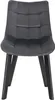 A front view of a dark gray upholstered chair with black wooden legs. Produktbild-Vorschau
