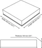 Diagrams showing the dimensions of a square acoustic panel. Podgląd zdjęcia produktu