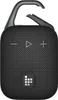 A black portable Bluetooth speaker with a carabiner clip attached. Voir les images du produit