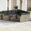 Möbel 9-tlg. Garten-Sofagarnitur mit Kissen Grau Poly Produktbild-Vorschau 1