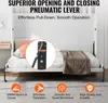 A murphy bed is shown in its open state, with a close-up of the pneumatic lever mechanism. Icons and text highlight product features. Anteprima dell’immagine prodotto