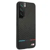 A black smartphone case with a carbon fiber texture and BMW M stripes. Anteprima dell’immagine prodotto