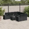 9-tlg. Garten-Sofagarnitur mit Kissen Schwarz Poly Rattan Produktbild-Vorschau 2
