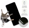 A smartphone screen protector is shown next to a set of keys, with marketing text and icons on the right side. Produktbild-Vorschau