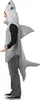 A person wearing a shark costume, shown from the side. Produktbild-Vorschau