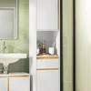 A bathroom vanity with a sink and a tall cabinet. Anteprima dell’immagine prodotto