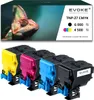 A product shot of four toner cartridges in front of a box with a chameleon image. Produktbild-Vorschau
