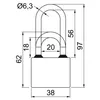 vorhängeschloss OVAL 38 verlängert 3kl.  RICHTER Produktbild-Vorschau 2