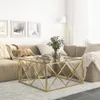 vidaXL Couchtisch Golden Edelstahl und Hartglas Produktbild-Vorschau 2